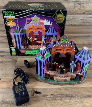 Lemax Spooky Town Costume Contest Halloween Building Decor Box & Adapter 75573