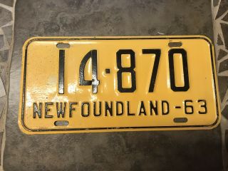 1963 Newfoundland Licence Plate