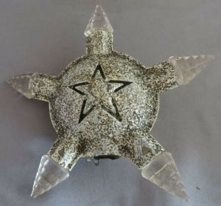 Vintage Christmas Tree Topper Featuring Pierced Metal Star Body W/glass Tips