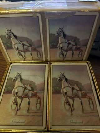 Vintage Congress Greyhound Horse 344 Playing Cards 2 Deck Set