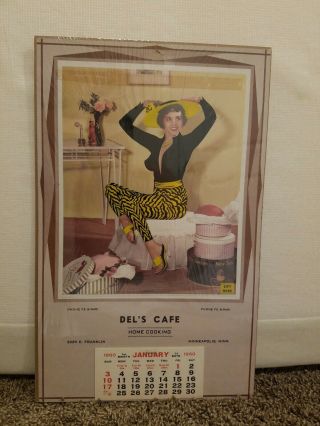 Vintage Lift Up Perfect Pin Up Girly Risque Calendar Cardboard Back 1960