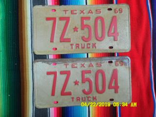 1969 Texa Truck License Plates 7z504
