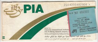 Pakistan International Airlines Pia Ticket Rs 50 F.  T Tax India Revenue Stamp.