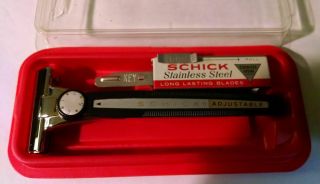 Vintage Razor - - Schick Adjustable 1 - 8 Dial {m - 21} With Store Case And Nos Blades