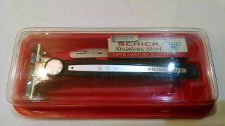 Vintage Razor - - Schick Adjustable 1 - 8 Dial {M - 21} with Store Case and NOS Blades 2