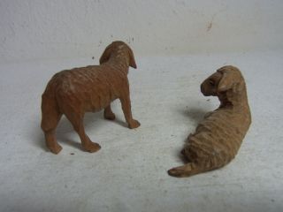 2 Vintage German Hand Carved Wood Sheep AZ 4