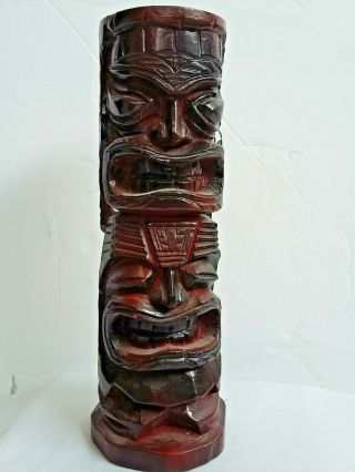 Tiki Statue Hand Carved Wood Hawaii Native Art Figure