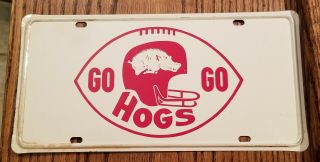 Rare Vintage Arkansas Razorback Automobile Plate " Go Hogs Go "