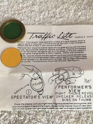 Vintage Magic Trick Traffic Light Chip Brass Poker Chip Close - Up Street Magic