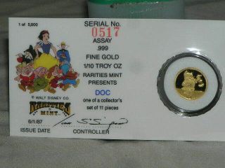 1/10th Oz.  Gold Coin Rarities Disney Snow White Series Doc