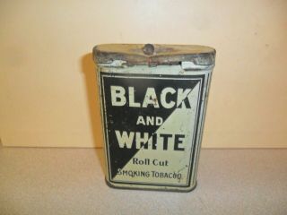 Black And White Roll Cut Smoking Tobacco 3 " /4.  5 " Upright Tin