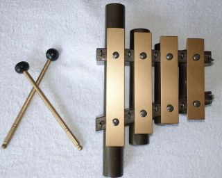 J C Deagan Dinner Chime With 4 Bars,  2 Mallets,  & Music Book