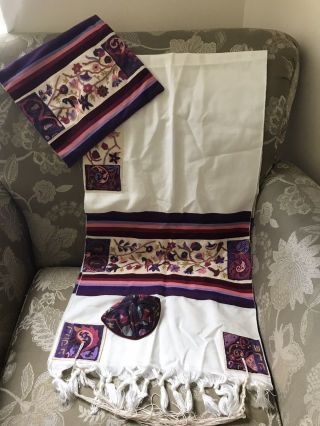 Tallit Kippa Bag Embroidered 20x72 Emanuel Set