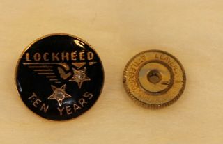Vintage Lockheed 10k Gold Black Enamel Ten Years Service Pin