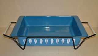 Cathrineholm Enamel Casserole With Serving Stand Rack Blue Lotus Made In Norway