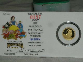 1/10th Oz.  Gold Coin Rarities Disney Snow White Series Sleepy