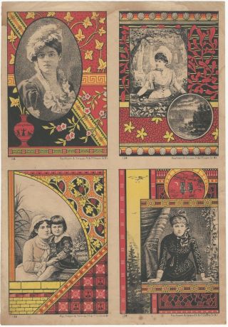 Victorian Sheet Of Four Kaufman & Strauss Aesthetic Movement Papers Cards