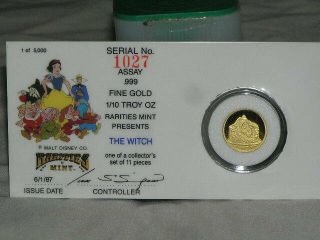 1/10th Oz.  Gold Coin Rarities Disney Snow White Series The Witch