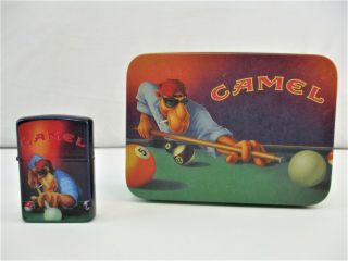 1993 Joe Camel Playing Pool Zippo Lighter,  Tin Limited Edition