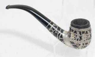 Vintage MEDICO Sterling Silver Overlay Tobacco Pipe - Aztec Warrior Design 2