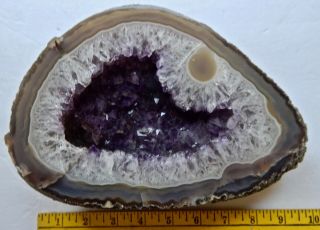 Large Amethyst Purple Geode Crystal Stone From Brazil,  9 ",  6 Lbs.  8 Oz.