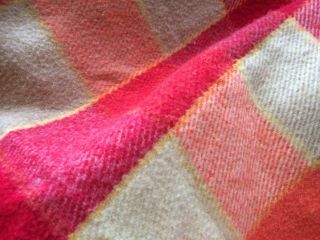 Lovely Soft Vintage Retro Wool Blend Blanket Orange Tartan Picnic 84” X 64” 3