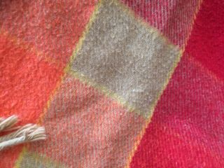 Lovely Soft Vintage Retro Wool Blend Blanket Orange Tartan Picnic 84” X 64” 5