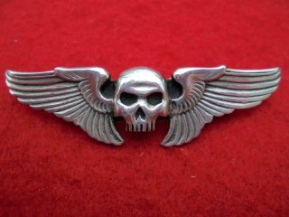 And Very Rare " Hells Angels " Outlaw Biker Sterling Wings 2 3/4 "
