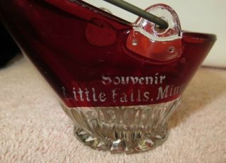 Vintage Antique Souvenir Ruby Flash Coal Bucket - LITTLE FALLS,  MN 5