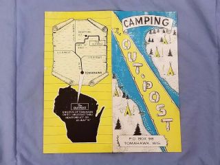 1960s 50s Vtg OUTPOST Camping TOMAHAWK,  Wisconsin Advertising Pamphlet Brochure 3