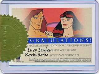 Xena & Hercules Animated Lucy Lawless & Kevin Sorbo Dual Autograph Incentive QTY 2