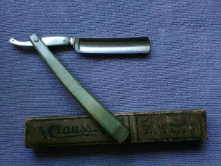 Straight Razor CLAUSS FREMONT OHIO 11/16 etched blade covered tang & shank w/box 8