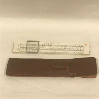 Frederick Post Co 6 " Slide Rule 1444k & Leather Case Hemmi Made In Japan Vintage