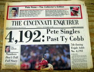 5 Best 1985 Cincinnati Newspapers Pete Rose Ties Then Breaks Ty Cobb Hit Record