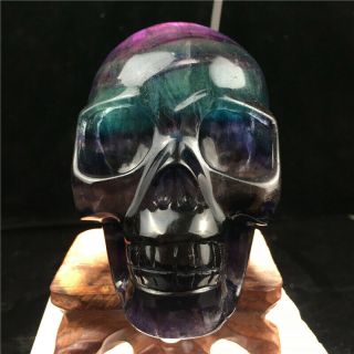 2.  57lb Natural Fluorite Quartz Skull Stone Quartz Hand Carved Crystal Hok1469