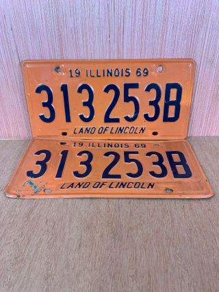 1969 Illinois License Plate Matching Pair Il Plate 313253b Land Of Lincoln