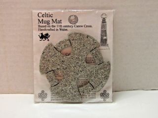 Celtic Mug Mat Coaster Carew Cross Handcrafted In Wales Dyfed Viking Wheel Head