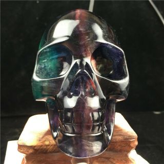 2.  37lb Natural Fluorite Quartz Skull Stone Quartz Hand Carved Crystal Hok1477