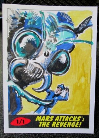 2017 Topps Mars Attacks The Revenge Sketch Card 1/1 Artist B.  Scotchmer