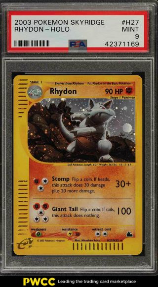 2003 Pokemon Skyridge Holo Rhydon H27 Psa 9 (pwcc)
