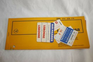 Lufthansa Double Pack - Vintage Old Airline Plane Ticket,  Lugage Wow