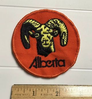 Alberta Bighorn Sheep Ram Canada Orange Black Round Embroidered Patch Badge