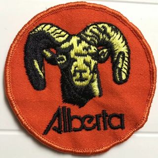Alberta Bighorn Sheep Ram Canada Orange Black Round Embroidered Patch Badge 2
