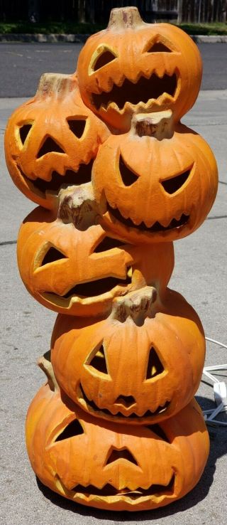 18 " Trendmasters Halloween Pumpkin Stacked Lighted Jack O Lantern Blowmold 1993