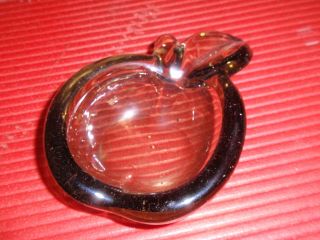 Vintage Small Green Apple Shaped Glass Ashtray Made In Italy Murano?? 5 "