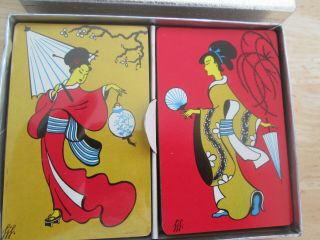 Double Deck of ART DECO Midway ARRCO Playing Cards Deck - - JAPANISE LADIES 2