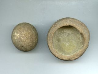 Indian Artifacts - Fine Ball And Cup Stone 2