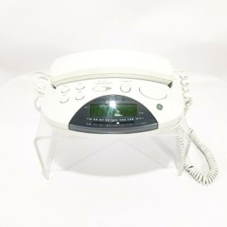 Vintage Alarm Clock Phone Ge 2 - 9291a Digital Am/fm Radio General Electric White