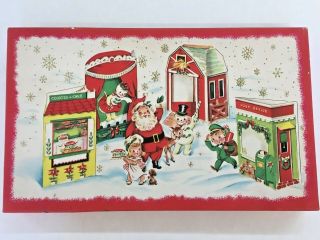 Vintage Christmas Cards Fold Out Santa 