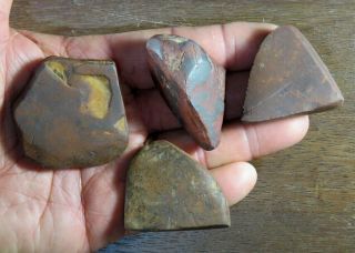 4 Woodland - Mississippian High - Grade Hematite Pigment Stones,  Greene Co. ,  Il Area